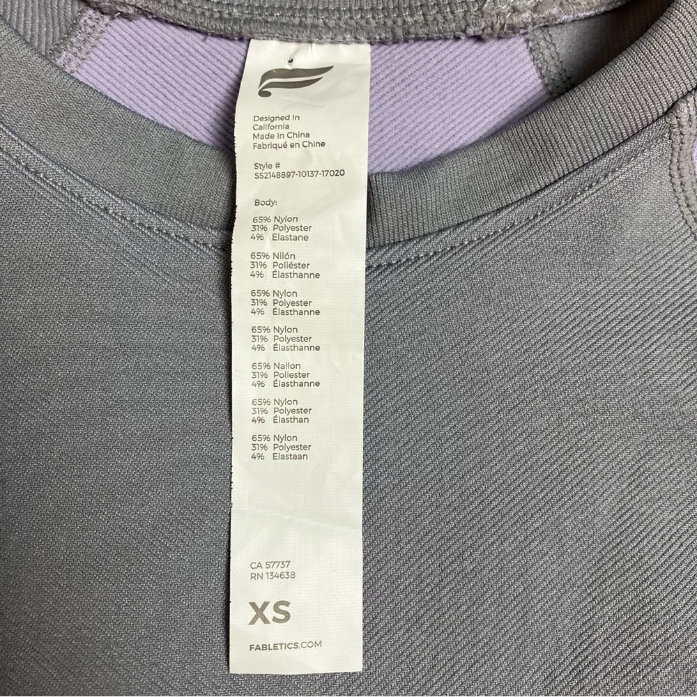 Fabletics Sofia Seamless Crop Top & Legging Frosted Lilac 2 Piece Workout Set XS - Picture 9 of 10